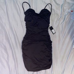 Sexy Forever 21 Solid black bodycon dress with runched open back